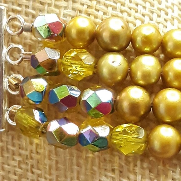 Vintage Sterling Four Strand Cultured Freshwater Pearl Necklace - Picture 7 of 12